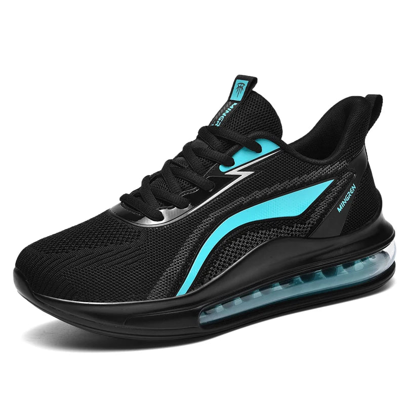 Small Low MOQ Brand Logo Custom Men Fashion Casual Sneakers Full Sole Air Cushion Light Knitted Sports Running Shoes for Man