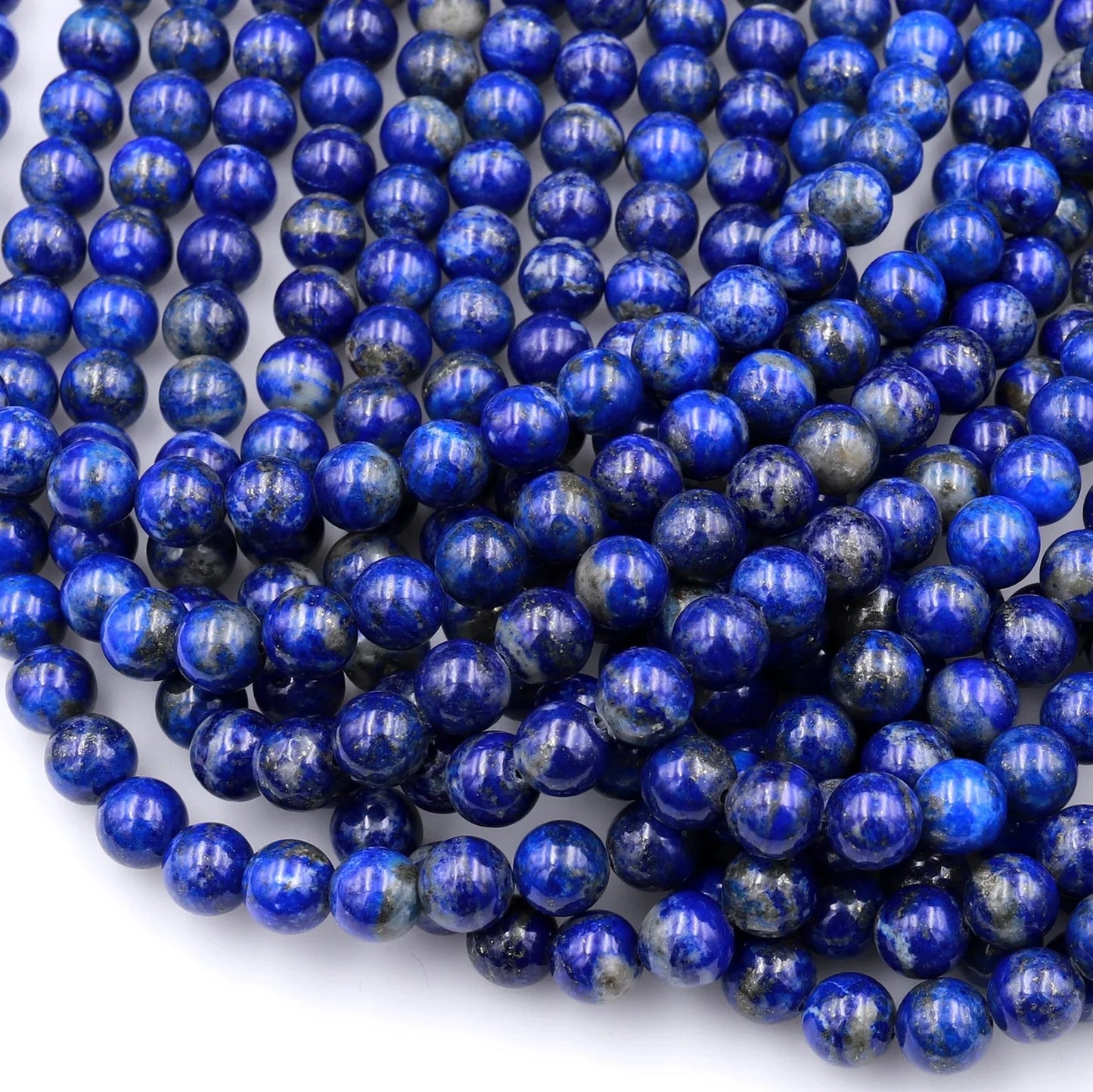 Great Gems Genuine 100% Natural Blue Lapis 3-12mm Ball Beads Casual Unisex Necklace for Anniversary
