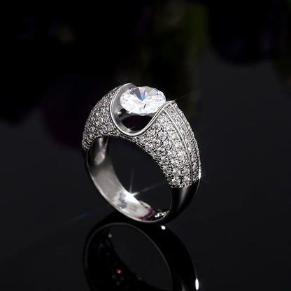 F667 Diamond Ring White Gold Round Brilliant Cut Natural G Color Women's Engagement Jewelry