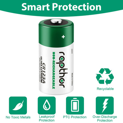 Rapthor 1800mAh CR123A 3V Lithium Batteries CR123 CR17345 Photo Battery for Flashlight Smoke Detector Alarm System Etc(20 Pack)