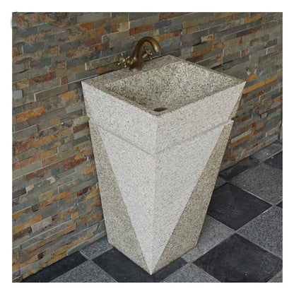 G682 Rusty Yellow Sink Freestanding Granite Pedestal Sink Vanity Stone Bathroom Sink Granite Farm Washing Outdoor Garden