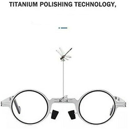 Men Women Fashion Retro Ultra Light Titanium Material Screwless Foldable Anti-Blue Reading Glasses