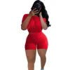 Good Quality COTTON Stretchy Solid Knitting Two Pieces Shorts Set Casual 2 Piece Women Outfit Plus Size Womens 2 Piece Outfit