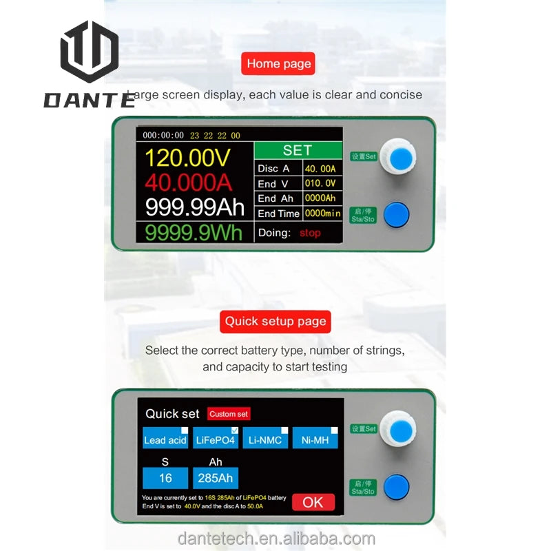 DANTE High Current 120V50A Battery Pack Aging Detection Discharge Meter Electronic Lithium Battery Capacity Tester Instrument