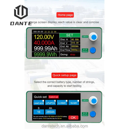 DANTE High Current 120V50A Battery Pack Aging Detection Discharge Meter Electronic Lithium Battery Capacity Tester Instrument