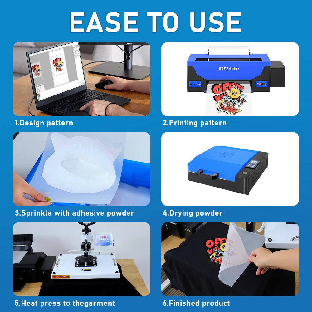 COLORSUN Best Selling A3 Size Roll Film T-shirt Textile Printing Machine Roll to Roll DTF Printer with Software Free