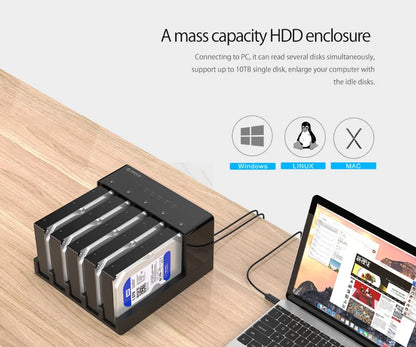 ORICO 5 Bay USB 3.0 to SATA 2.5/3.5 Inch HDD Docking Station Hard Drive Enclosure with Offline Clone HDD Case Plug and Play