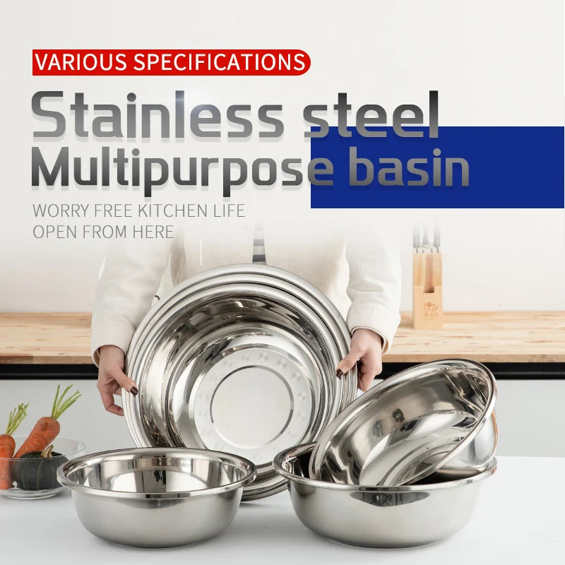 Multi Functional Stainless Steel Bowl Set Mixing Bowls Salad Stainless Steel Large Big Basin