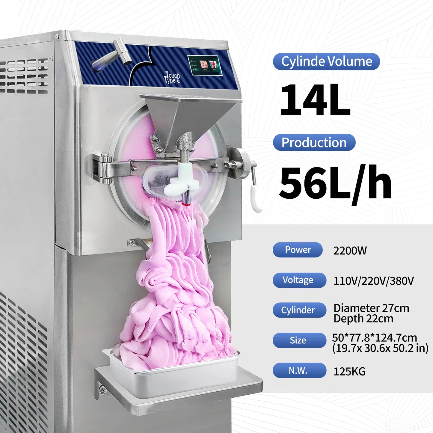 USA in Stock 56L/H Industrial Ice Cream Machine Hard Batch Freezer Gelato Italian Ice Creme Machine Commercial Ice-cream Maker