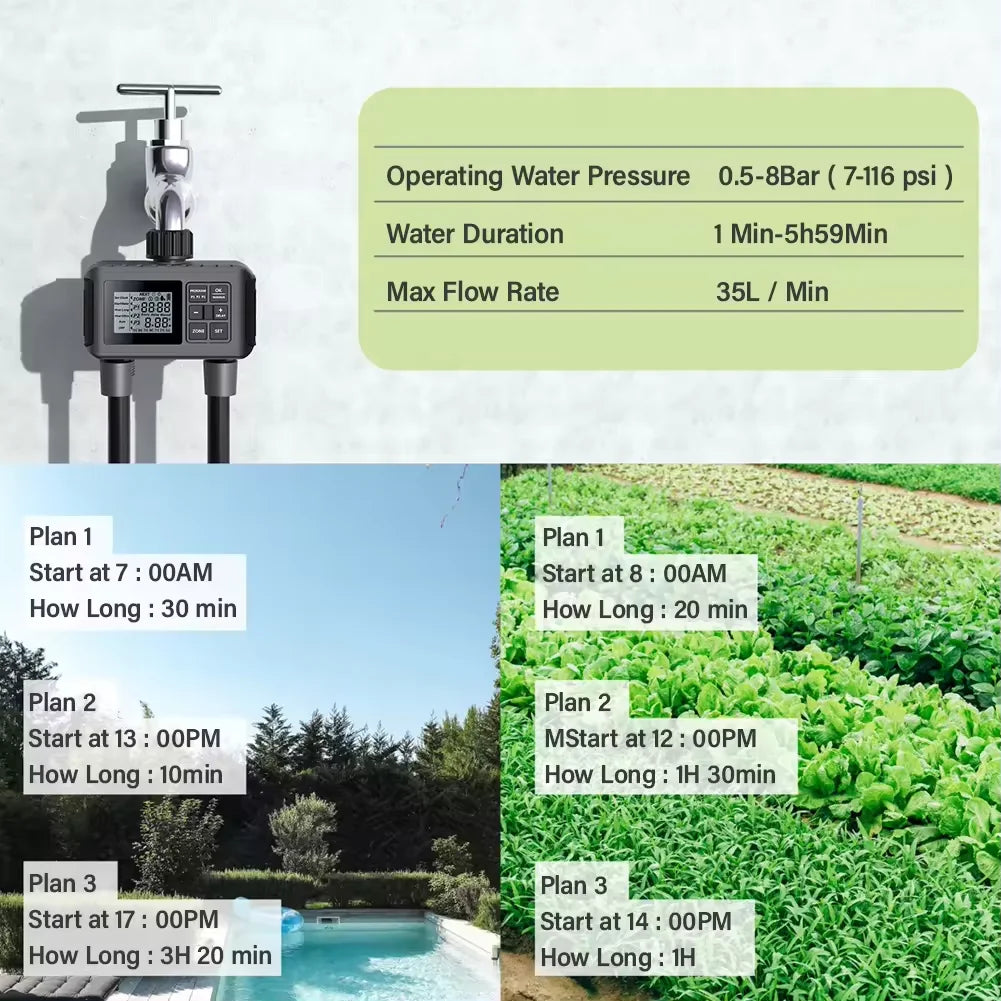 Smart Digital Drip Irrigation Controller Garden Watering Timer for Greenhouse Lawn Diaphragm Structure by PDG ibma