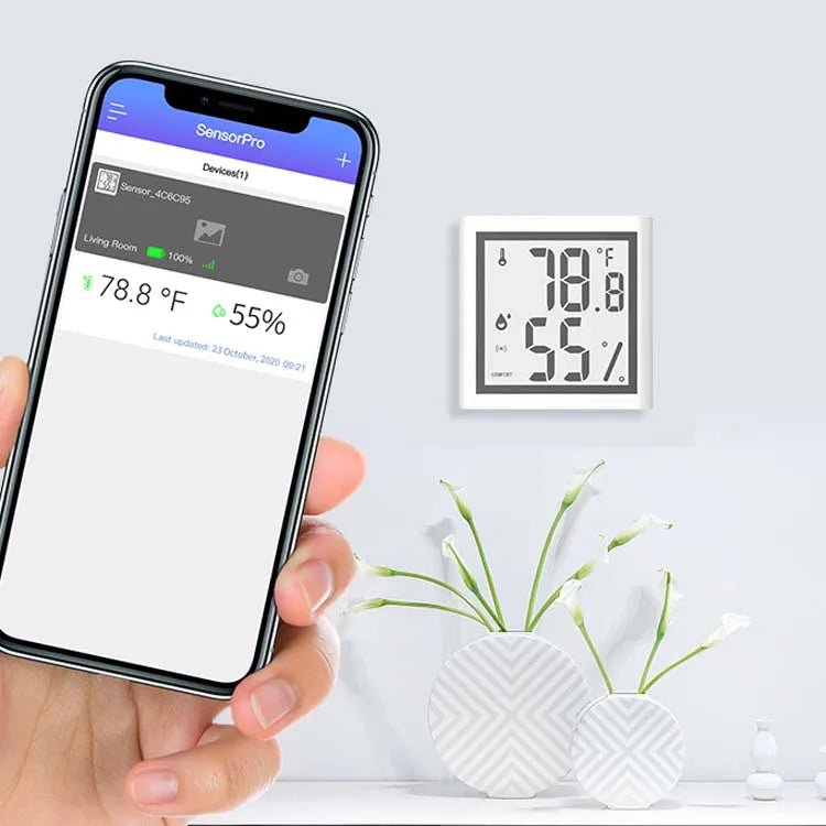 White  Fridge Thermometer Sensor Blue Tooth 5.0 Digital Temperature Humidity Sensor Hydrometer