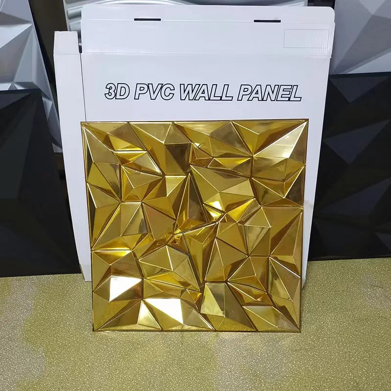 Irini 2024 Hot Selling PVC Deep Brushed Gold 3D Wall Panels Waterproof Fireproof Easy Install Household Interior Wall Decor