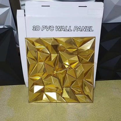 Irini 2024 Hot Selling PVC Deep Brushed Gold 3D Wall Panels Waterproof Fireproof Easy Install Household Interior Wall Decor