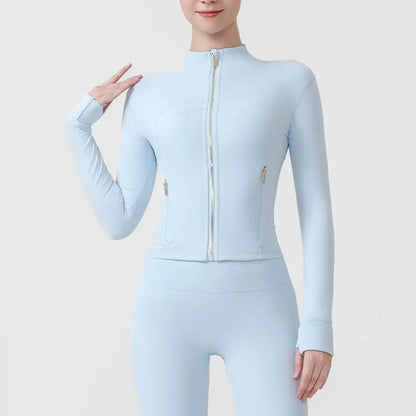 USA Oversea Warehouse Thermal Yoga Jacket Women Fleece Lined Workout Top Cold Weather Running Sportswear Outdoor Fitness Gear