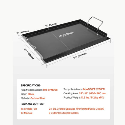 Overseas Stock Free Shipping 24x16 in Flat Top Griddle Carbon Steel Universal BBQ Grill Pan Cookware