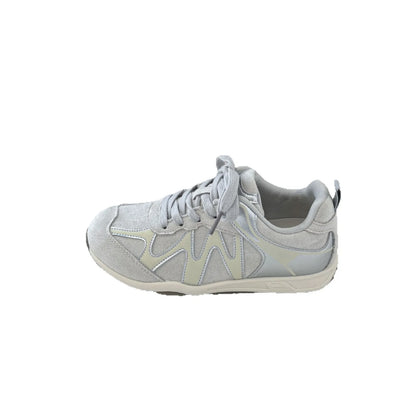 Navy Blue Ballet Sports Style Sneakers, Women Lace-Up Flat Casual Trainers, Breathable Versatile Elegant Tennis Daily Shoes