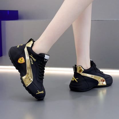 Women's Casual Sneakers Chunky Platform Shoes Unisex Leather Height Increasing Shoes