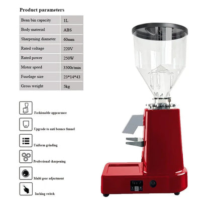 Noiseless Electric Coffee Grinder with 19 Scales Adjust Stainless Steel Blade Smooth Powder Coffee Mill Household French Press