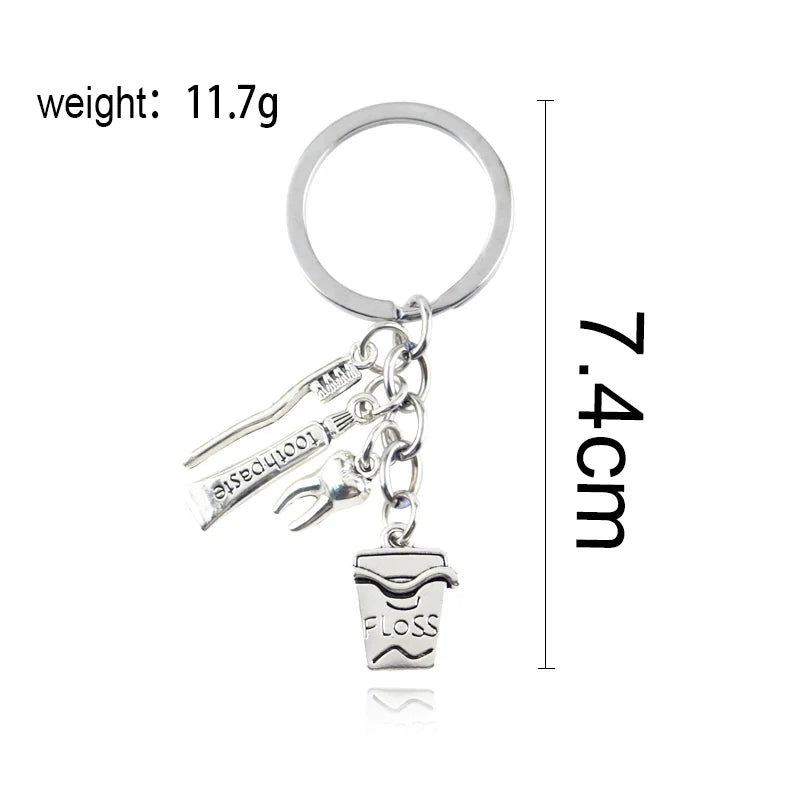 Bag Accessories Toothbrush Floss Toothpaste Tooth Dental Hygienist Pendant Keychain