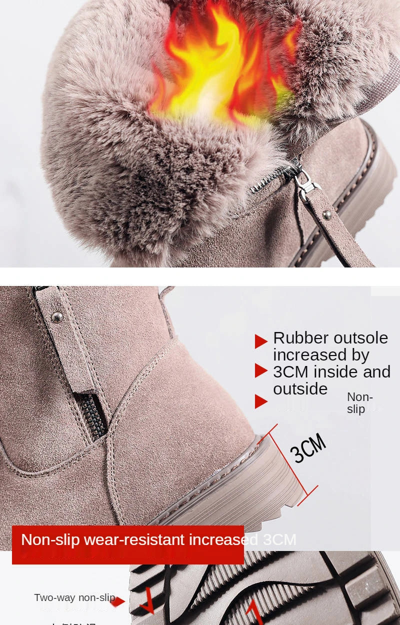new women's shoes winter tide brand snow boots women  velvet thick warm short boots waterproof non-slip big cotton shoes