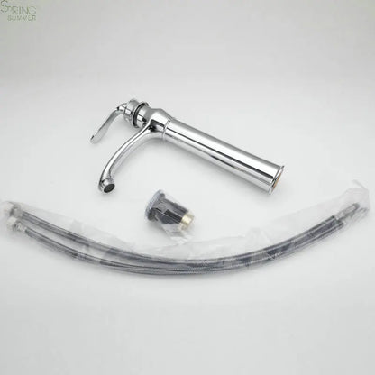 European Style Zinc Single Hole Single Handle Counter Top Metered Ceramic Valve Core Bathroom Tall Wash Basin Faucet