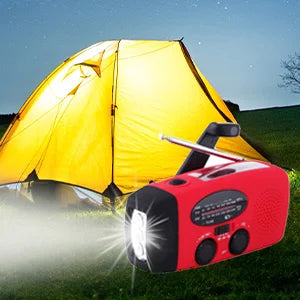 Multifunctional Waterproof Emergency Power USB Charger Solar Hand Crank Dynamo Portable AM/FM Radio Built-In Speaker Flashlight