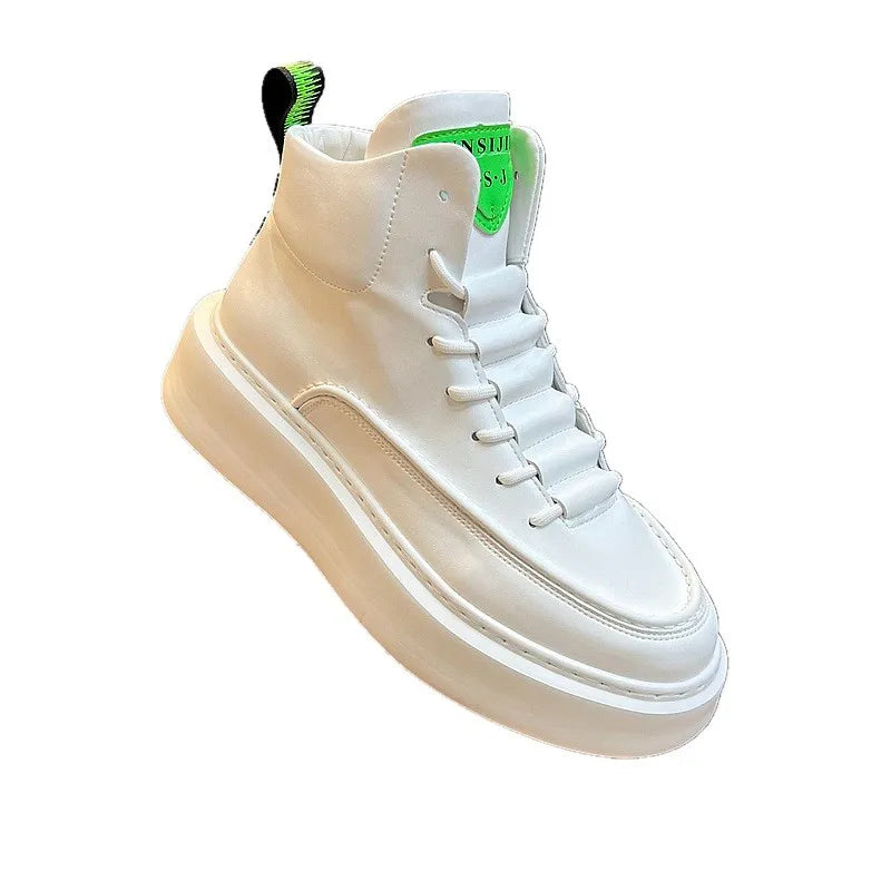 New High Top Board Shoes for Men, Trendy and Versatile, Thick Sole with Increased Height, Lightweight and Soft Sole