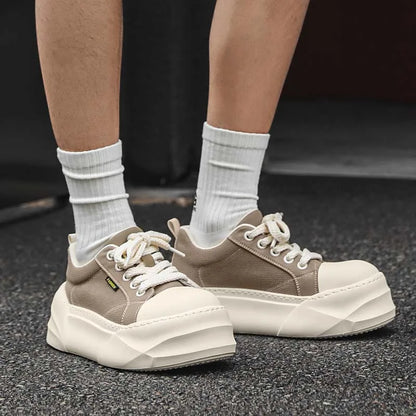 Empire Pipe Men's Chunky Sneakers Toe Mesh Upper Breathable Platform Lace-up Casual Shoes Summer Style Rubber Outsole Shoe