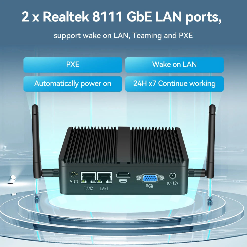 XCY Fanless Mini PC Intel Core I5-5200U I3-5005U Dual GbE LAN 2x RS-232 Serial Ports 4x USB Embedded IPC WiFi Windows Linux