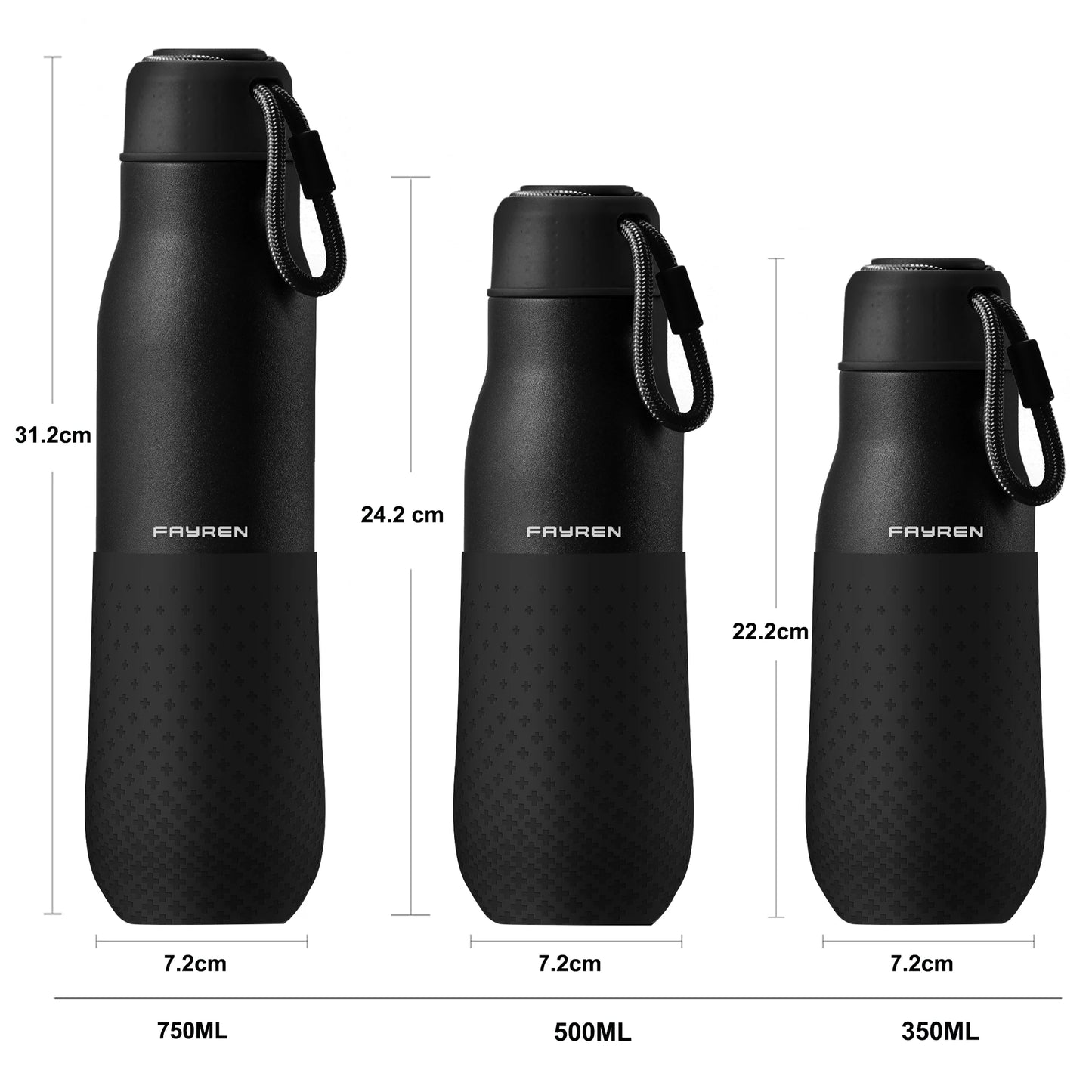 Fayren Leakproof Hot Drink Metal Thermal Vacuum Insulated Flasks Double Wall 18/8 Stainless Steel Sport Water Bottle