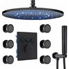 12-Inch Brushed Chrome LED Rain Shower Head System Thermostatic Mixer Single Handle Contemporary Brass Design Hotels Massage Jet