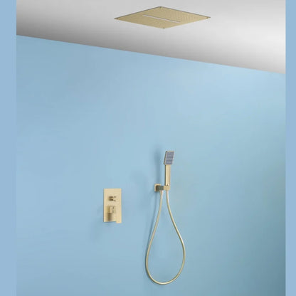 Luxury Brass Rainfall Shower Panel Rain Spa Head Polished Chrome Ceiling Faucets Diverter Ceramic Valve Core Rain Spray Pattern