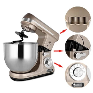 Stand Mixer 500W 6QT Electric 6-Speed Tilt-head Food Mixer Stainless Steel Mixing Bowl Dough Hook Wire Whip Flat Beater Splash