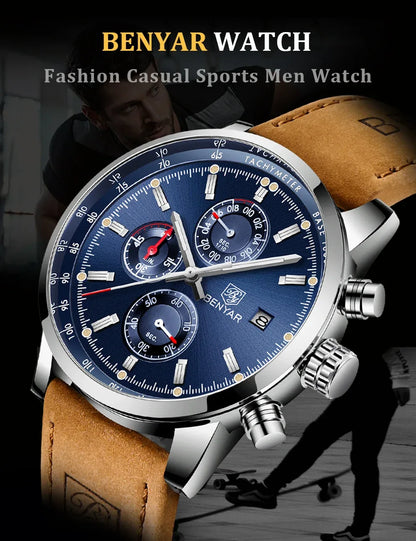 BENYAR Watches Men Luxury Brand Quartz Watch Fashion Chronograph Watch Reloj Hombre Sport Clock Male Hour Relogio Masculino 2023