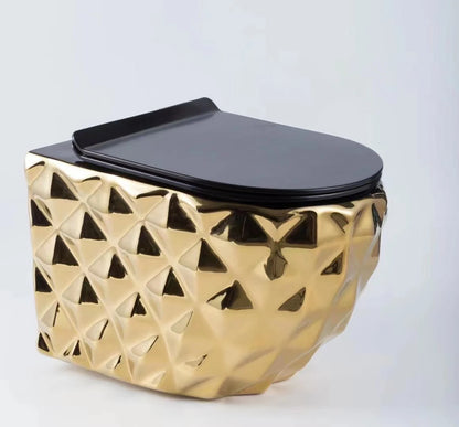 Hot Sale Ceramic Electroplated Bathroom WC Gold Color  Wall Hung Toilet