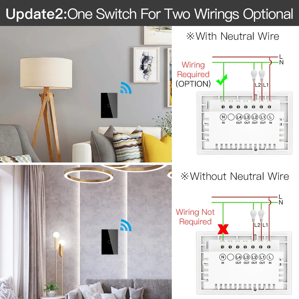 Tuya Remote Control Zigbee Wall Smart Switch 1 Gang Backlight US Standard Glass Touch Switch Compatible with Alexa