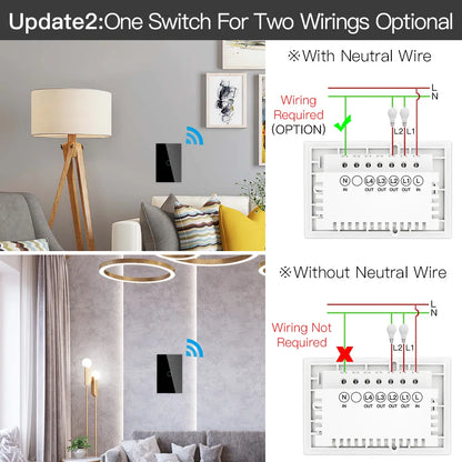 Tuya Remote Control Zigbee Wall Smart Switch 1 Gang Backlight US Standard Glass Touch Switch Compatible with Alexa