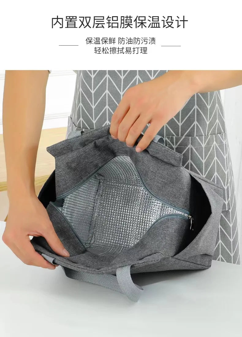 Double Pocket Insulated Bento Portable Cooler Bag Ice Pack Lunch Box Insulation Package Insulated Thermal Food Picnic Bags