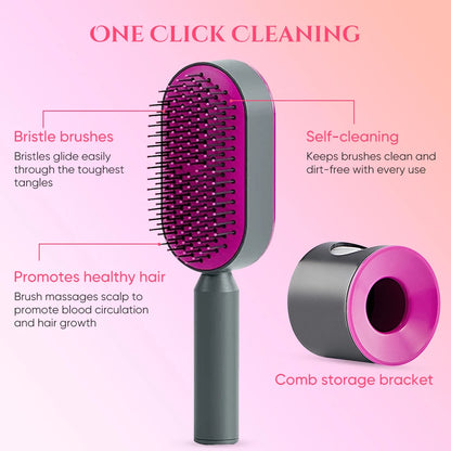 3D Air Cushion Massager Brush Self-Cleaning Ionic Hair Straightener Comb for Women Made of Durable Nylon