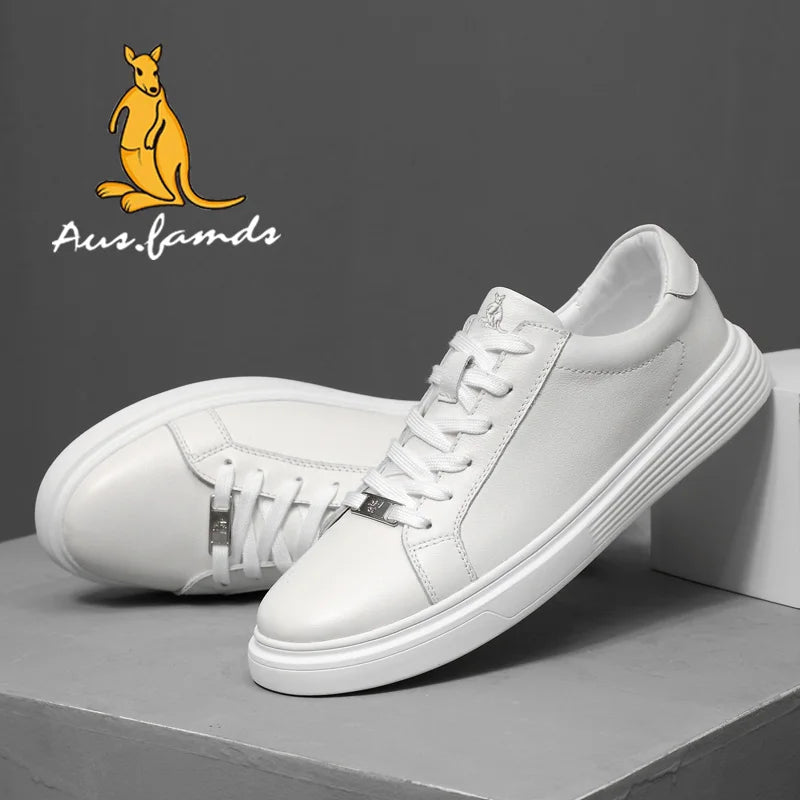 Men's Trendy Casual Athletic Shoes with Kangaroo Logo Cowhide Pigskin Top Layer Lining Stylish Rubber Outsole for Walking Style