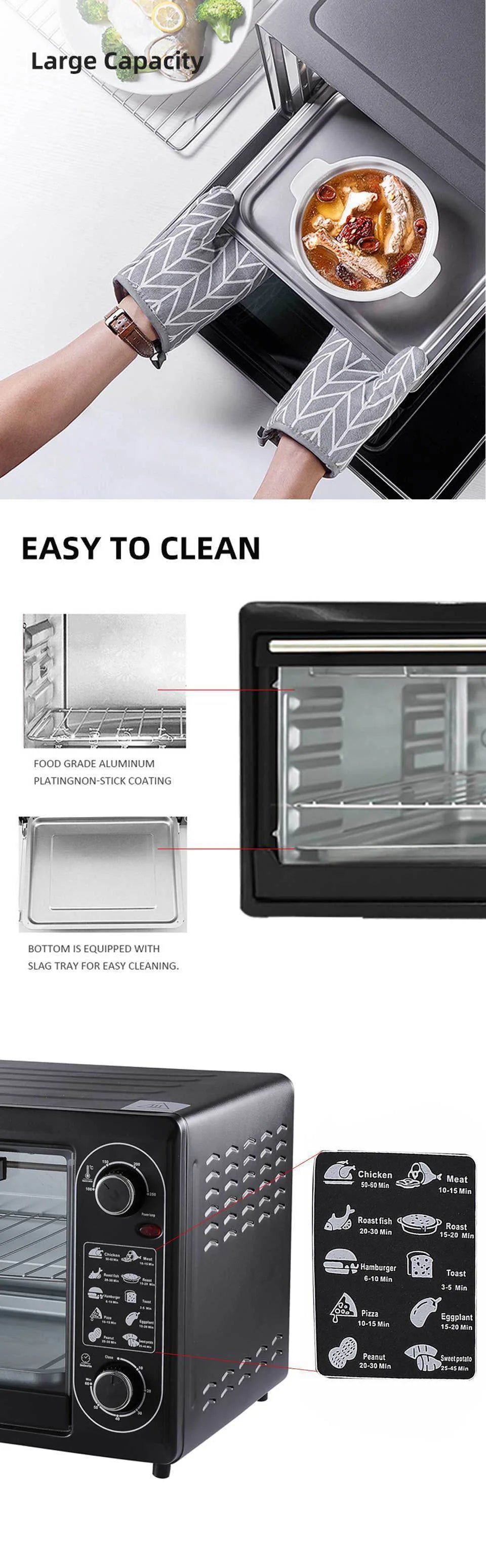 48L Mechanical Electric Convection Oven French/Dutch Toaster Oven Baking Warming Stainless Steel 2000W Class a Energy Household