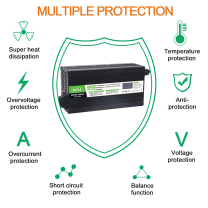 Factory Outlet 67.2V 6A Lithium Battery Charger With OLED Charging Display for 16S 59.2V Lithium Battery 60V Battery Charger