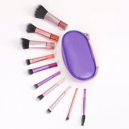 Travel Makeup Brush Set With Premium Synthetic Kabuki Powder Foundation Concealer and Lips Brush Kit for Travel Angled Brush