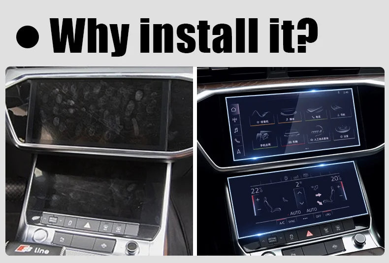 For Audi A6 C8 A7 2018-2020 9H Tempered Glass Ultra-Thin Car GPS Navigation Screen Protector Dashboard Monitor Sticker