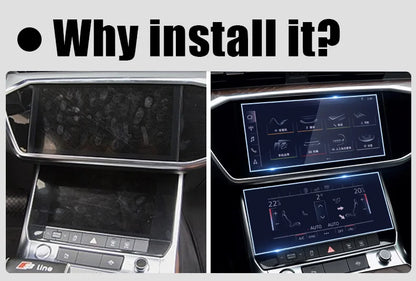 For Audi A6 C8 A7 2018-2020 9H Tempered Glass Ultra-Thin Car GPS Navigation Screen Protector Dashboard Monitor Sticker