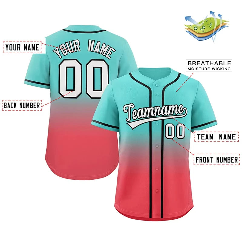 Men's Personalized Breathable Stylish Gradient Baseball Jerseys Custom Professional Game Baseball Jerseys Basketball Jerseys