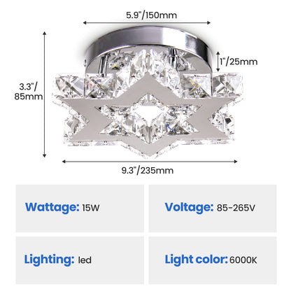 Modern K9 Crystal Chandelier Cool White Living Room Star Design Ceiling Light for Kitchen Living Room