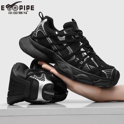 Empire Chunky Sneakers Mesh Upper Breathable Cushioned Rubber Outsole Height Increasing All Seasons Sporty Toe Lace-up Shoes