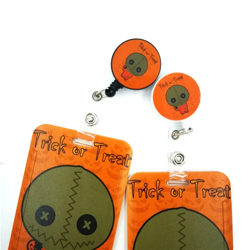 Halloween Trick R Treat Art Cartoon Anime Fashion Lanyards Bus ID Name Work Card Holder Accessories Decorations Kids Gifts