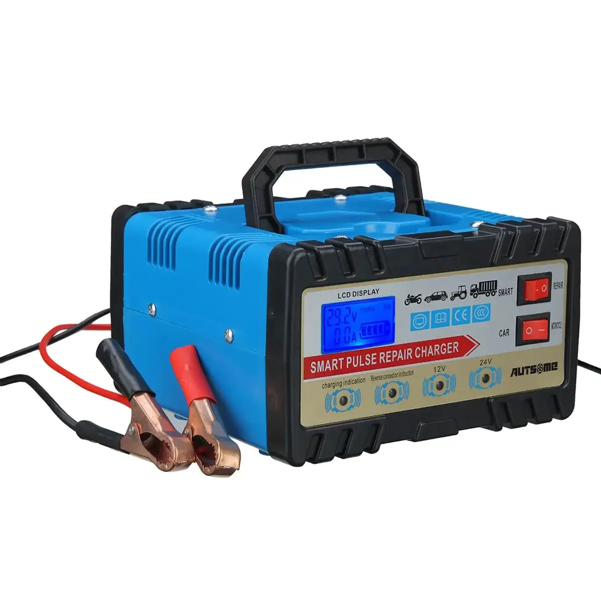 AUTSOME 12V/24V Automobile Motorcycle Universal Electric Car Battery Charger